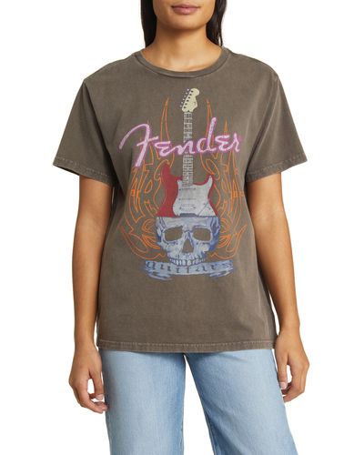 Lucky Brand Fender Skull Cotton Graphic T-shirt - Black