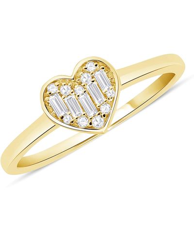 Ron Hami 14k Yellow Gold Baguette & Round Diamond Heart Ring - White