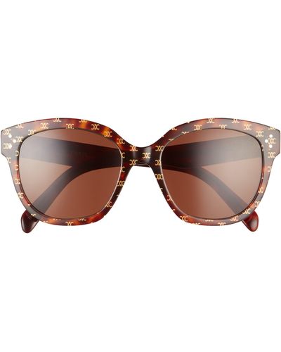 Celine 55mm Gradient Round Sunglasses - Brown