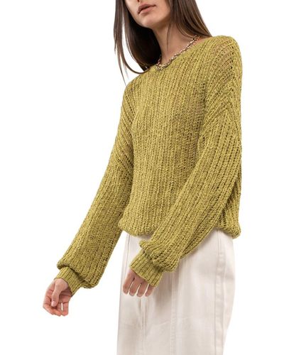 Blu Pepper Extended Shoulder Knit Sweater - Yellow