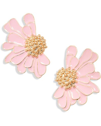 Tasha Enamel Flower Earrings - Pink