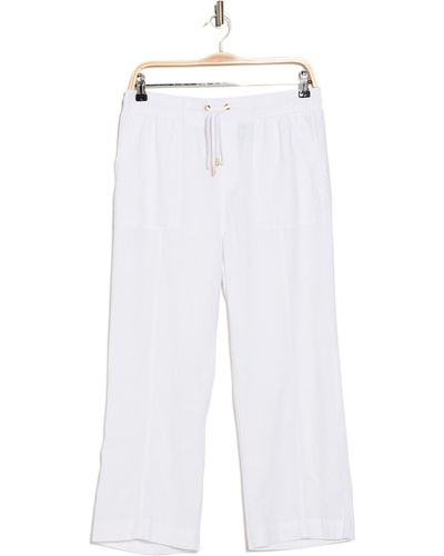 Ellen Tracy Wide Leg Linen Blend Drawstring Crop Pants - White