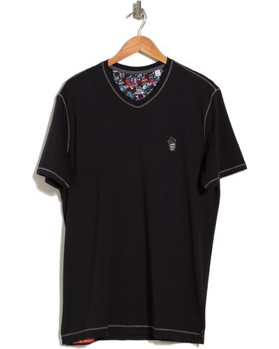 Robert Graham Damien Short Sleeve V-neck T-shirt - Black
