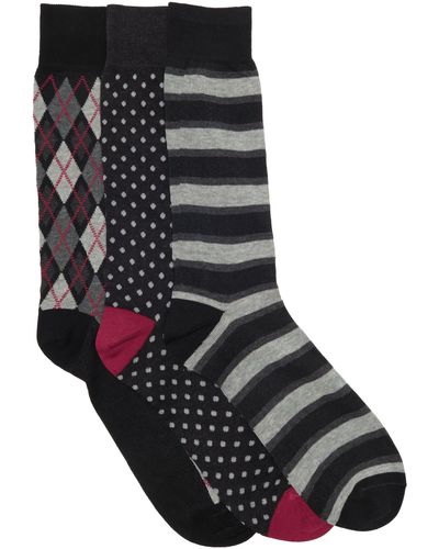 Lorenzo Uomo Assorted 3-pack Patterned Socks - Black