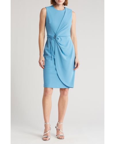 Calvin Klein Side Tie Sheath Dress - Blue