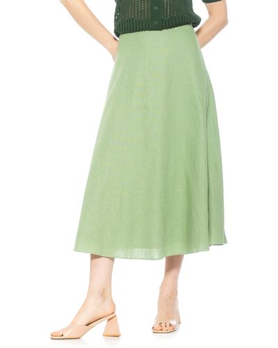 Alexia Admor Brilyn Linen Midi Skirt - Green
