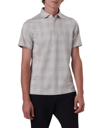 Bugatchi Plaid Short Sleeve Cotton Polo - Gray