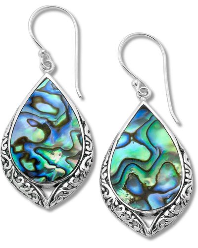 Samuel B. Sterling Silver Pear Shape Abalone Drop Earrings - Blue