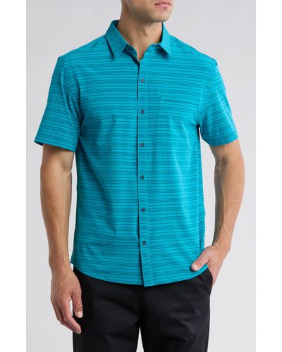 COTOPAXI Cambio Stripe Stretch Short Sleeve Button-up Shirt - Blue