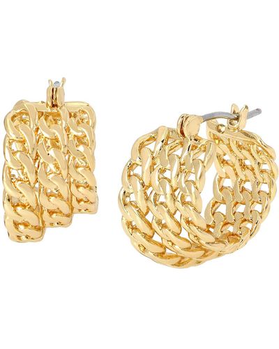 AllSaints Tripe Chain Hoop Earrings - Metallic