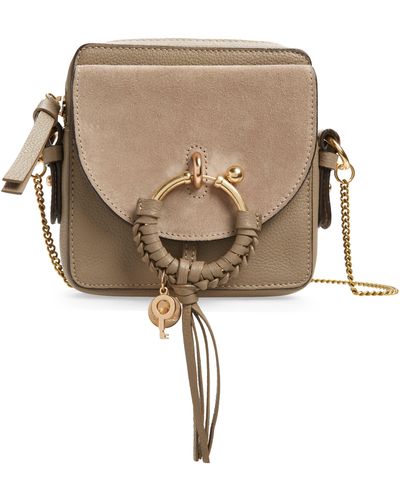 See By Chloé Small Joan Suede & Leather Crossbody Bag - Natural
