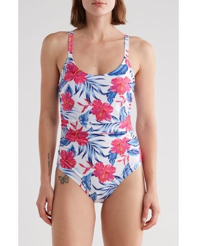 Nicole Miller Side Ruching One-piece Swimsuit - Red