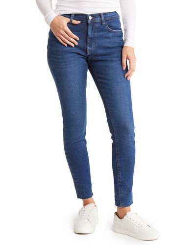 Kensie High Rise Raw Hem Skinny Jeans In Victoria At Nordstrom Rack - Blue