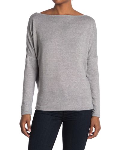 Go Couture Boatneck Dolman Knit Sweater - Gray