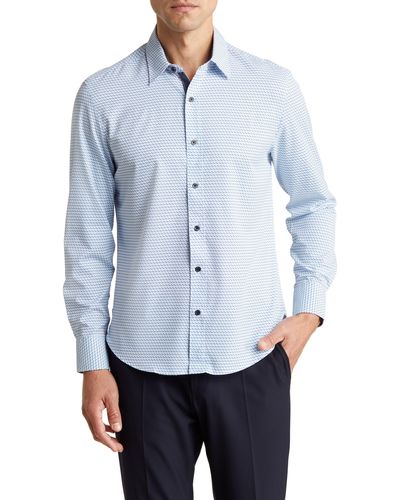 Con.struct Slim Fit Multi Dot Print Four-way Stretch Performance Button-up Shirt - Blue