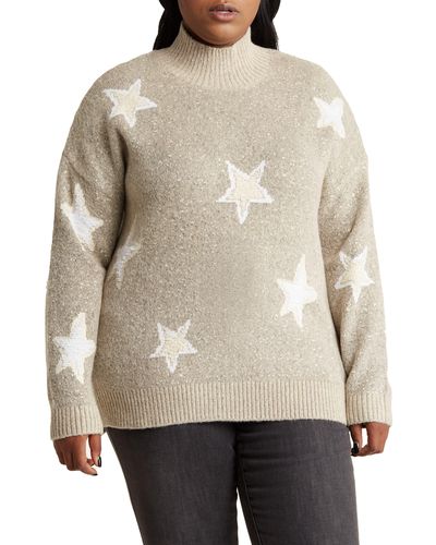 Bobeau Star Turtleneck Sweater - Natural