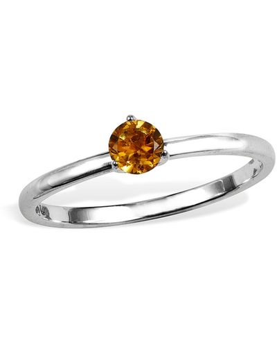 Savvy Cie Jewels November Birthstone Sterling Silver Citrine Stackable Ring - Orange