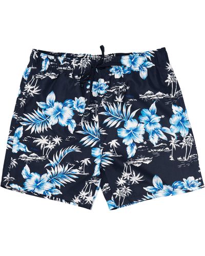 Burnside Tropical Print Board Shorts - Blue