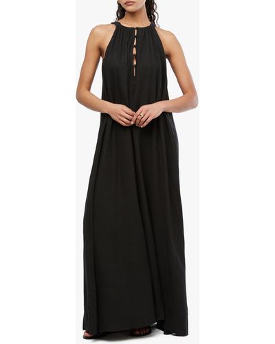 WeWoreWhat Flowy Linen Blend A-line Maxi Dress - Black