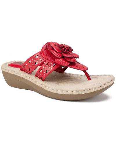 White Mountain Cynthia Thong Comfort Sandal - Red