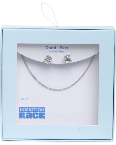 Nordstrom Demifine Huggie Hoop Earrings & Necklace Set - Blue