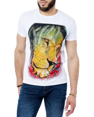Xray Jeans Lion Graphic Rhinestone T-shirt - White