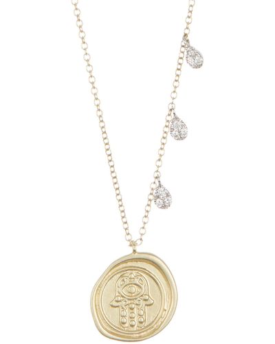 Meira T Diamond Hamsa Pendant Necklace - White