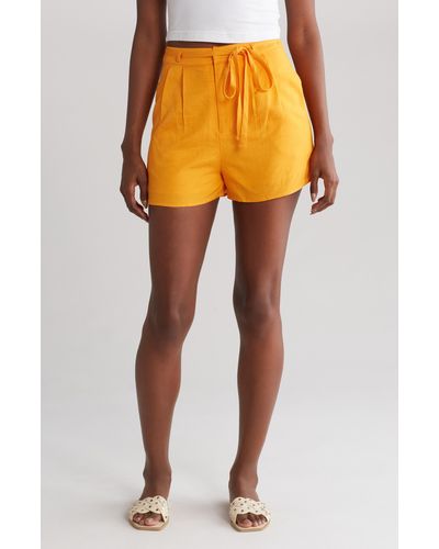 Lulus Cheers To Sunshine Linen Blend Shorts - Orange