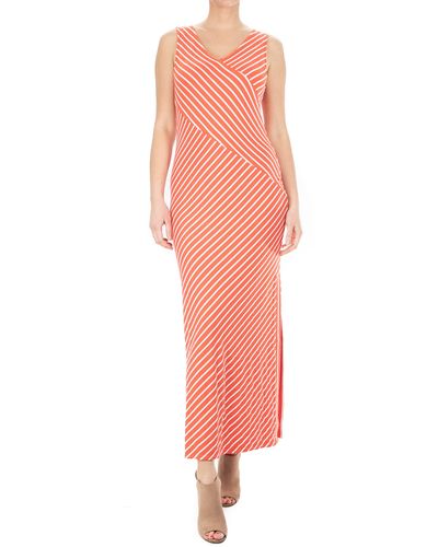 Nina Leonard V-neck Stripe Maxi Dress - Multicolor