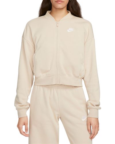 Nike Sportswear Club Fleece Crop Full-zip Jacket - Natural