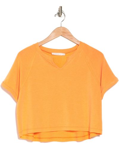 Lush Split Neck Boxy Crop T-shirt - Orange