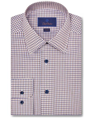 David Donahue Trim Fit Royal Oxford Cotton Dress Shirt - Blue