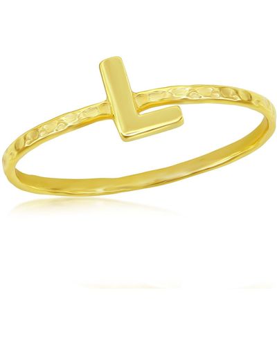 Simona Yellow Gold Initial Band Ring - Metallic