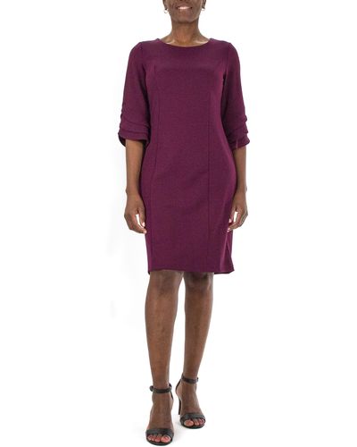 Nina Leonard Tiered Sleeve Shift Dress - Purple