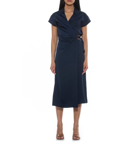 Alexia Admor Paris Surplice Wrap Midi Dress - Blue