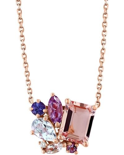 Effy 14k Rose Gold Morganite & Diamond Pendant Necklace - White