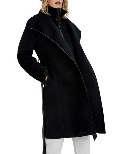 Noize Aiko Faux Wool Coat - Black
