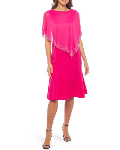 Marina One-piece Chiffon Overlay Dress - Pink