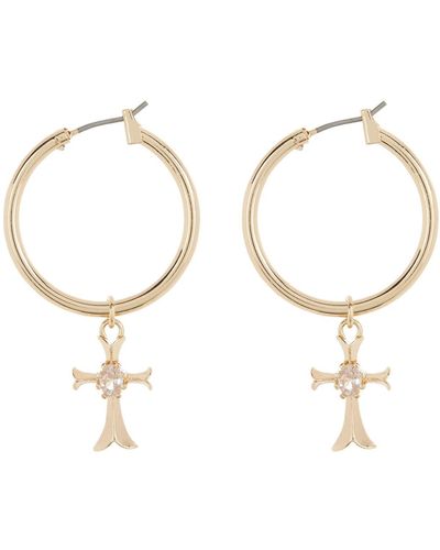 Frasier Sterling Cross My Hear Hoop Earrings - White