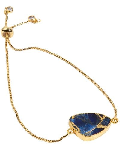 Saachi 18k Gold Plated Mojave Sapphire Sliding Bracelet - Blue