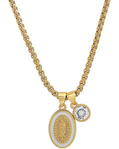 HMY Jewelry 18k Gold Plated Enamel & Crystal Necklace - Metallic