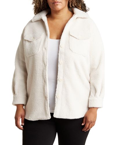 Bagatelle Oversize Faux Shearling Shacket - White