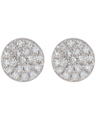 Ron Hami 14k White Gold Micro Diamond Pave Circular Stud Earrings - Metallic