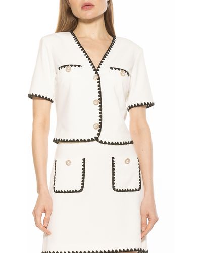 Alexia Admor Willa Embroidered Short Sleeve Jacket - Natural