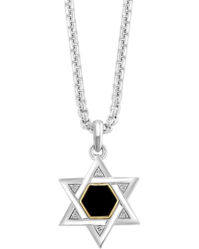 Effy Sterling Silver & 18k Yellow Gold Onyx & Diamond Star Necklace - Black