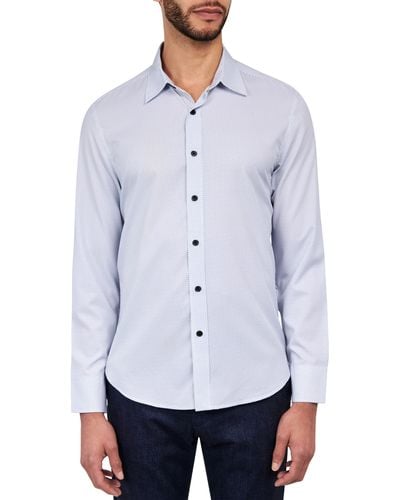 Con.struct Slim Fit Micro Dot 4-way Stretch Performance Button-up Shirt - White