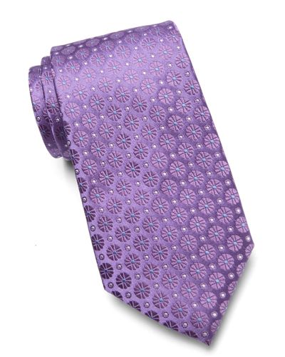 Duchamp Medallion Print Silk Tie - Purple