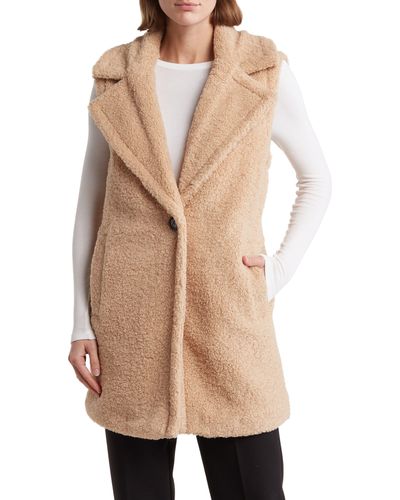 Kensie High Pile Fleece Vest - Natural