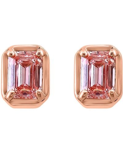 Effy 14k Rose Gold Lab Created Pink Diamond Stud Earrings - Red