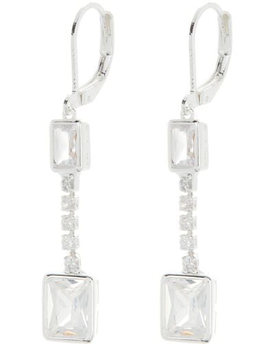 Anne Klein Maple Emerald Cut Linear Drop Earrings - White